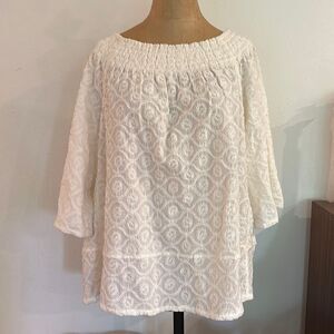 Current Elliot cotton blouse sz 2 or M/L eyelet embroidery great pre owned cond